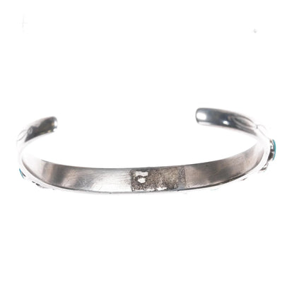 6.5" 30's-40's Navajo silver and turquoise row cuff bracelet - Estate Fresh Austin