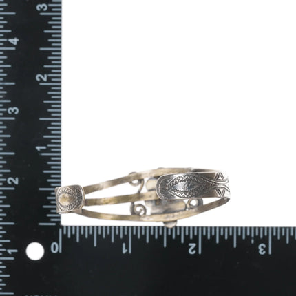 6.5" 30's-40's Navajo silver cuff bracelet with turquoise - Estate Fresh Austin