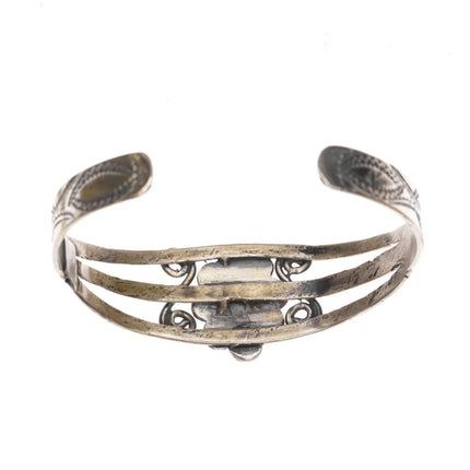 6.5" 30's-40's Navajo silver cuff bracelet with turquoise - Estate Fresh Austin