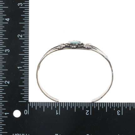 6.5" 30's-40's Navajo silver cuff bracelet with turquoise - Estate Fresh Austin