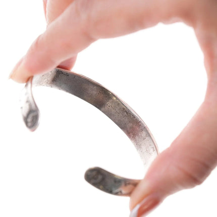 6.5" 30's Navajo stamped silver and turquoise bracelet - Estate Fresh Austin