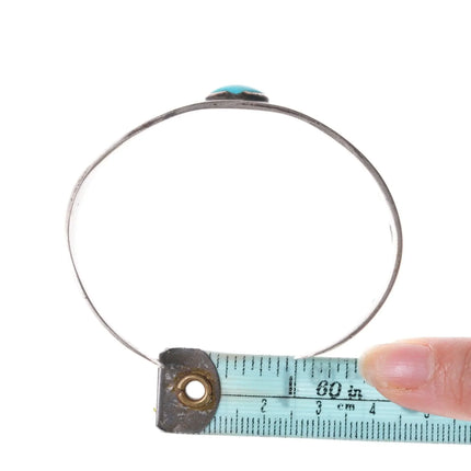 6.5" 30's Navajo stamped silver and turquoise bracelet - Estate Fresh Austin