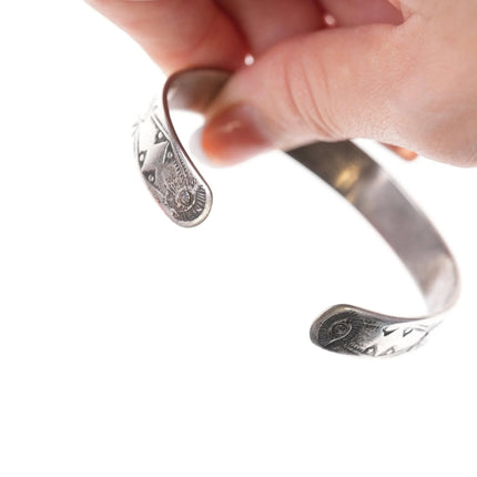 6.5" 30's Navajo stamped silver and turquoise bracelet - Estate Fresh Austin