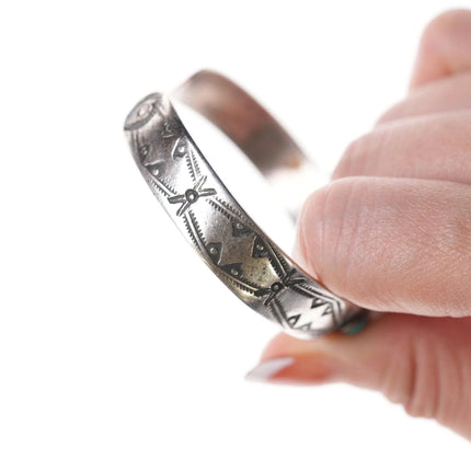 6.5" 30's Navajo stamped silver and turquoise bracelet - Estate Fresh Austin