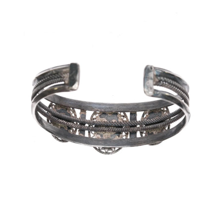 6.5" 40's-50's Native American silver cuff bracelet with nice turquoise - Estate Fresh Austin