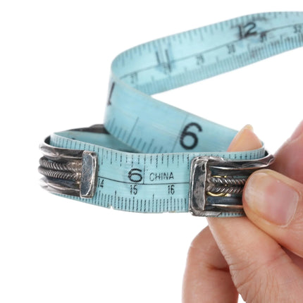 6.5" 40's-50's Native American silver cuff bracelet with nice turquoise - Estate Fresh Austin