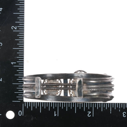 6.5" 40's-50's Native American silver cuff bracelet with nice turquoise - Estate Fresh Austin