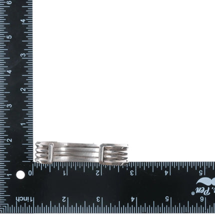 6.5" 40's-50's Navajo stamped carinated silver turquoise row cuff bracelet - Estate Fresh Austin