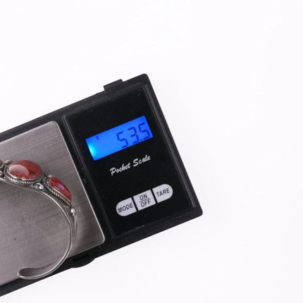 6.5" 40's-50's Navajo Stamped silver red jasper bracelet - Estate Fresh Austin