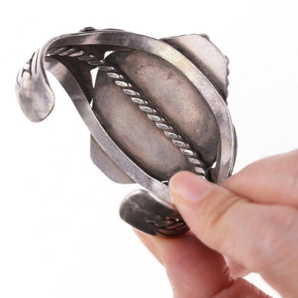 6.5" 40's-50's Navajo Stamped silver twisted wire bracelet with turquoise - Estate Fresh Austin