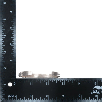 6.5" 40's-50's Zuni carved turquoise row cuff bracelet - Estate Fresh Austin