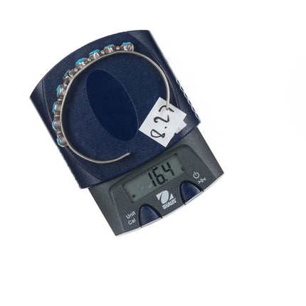 6.5" 40's-50's Zuni carved turquoise row cuff bracelet - Estate Fresh Austin