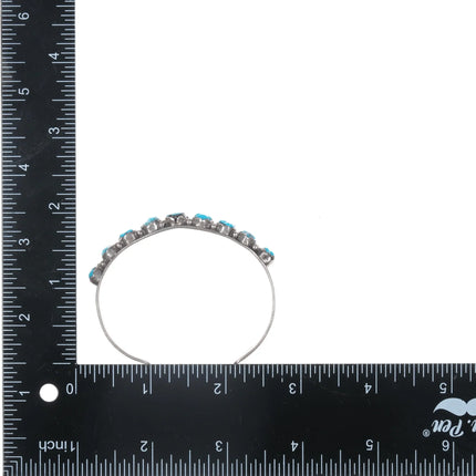 6.5" 40's-50's Zuni carved turquoise row cuff bracelet - Estate Fresh Austin