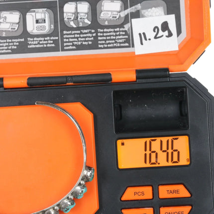 6.5" 40's-50's Zuni carved turquoise sterling row cuff bracelet - Estate Fresh Austin