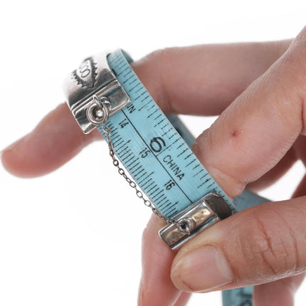 6.5" 50's-60's Navajo row cuff bracelet with hand stamped silver sides - Estate Fresh Austin