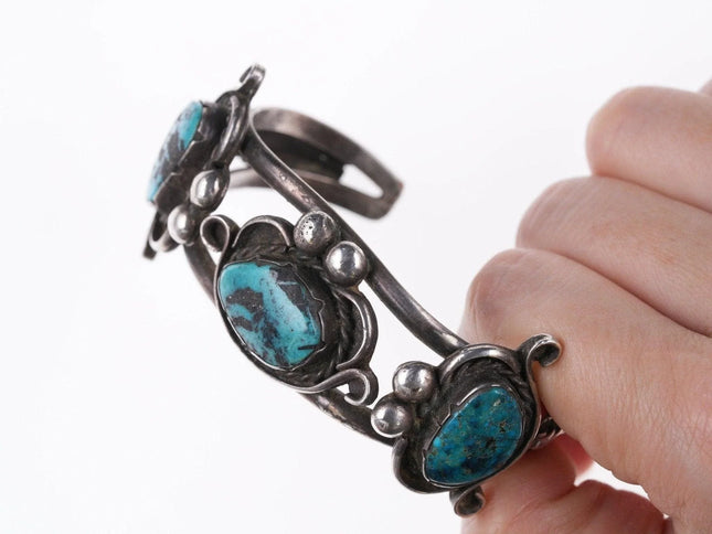 6.5" 50's-60's Vintage Navajo silver and turquoise bracelet - Estate Fresh Austin