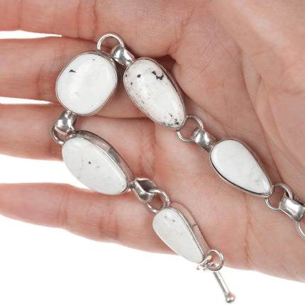 6.5"-8" TG Southwestern Sterling White Buffalo link bracelet - Estate Fresh Austin