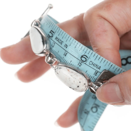 6.5"-8" TG Southwestern Sterling White Buffalo link bracelet - Estate Fresh Austin