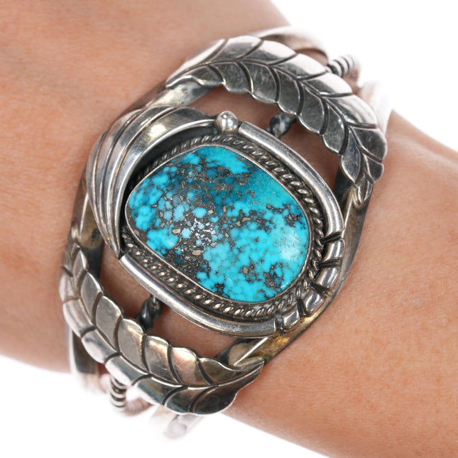 6.5" A Benally Navajo sterling and turquoise cuff bracelet - Estate Fresh Austin