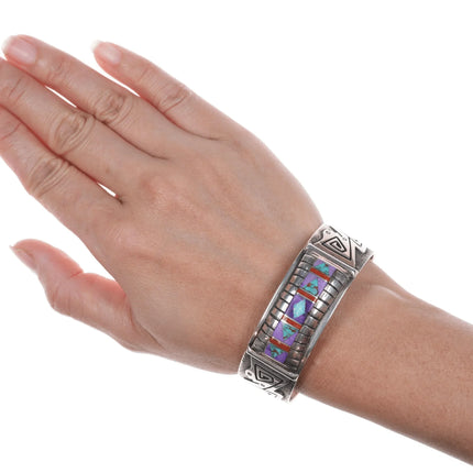 6.5" Abraham Begay Navajo Silver Sugilite, High grade turquoise, opal, and coral cuff bracelet - Estate Fresh Austin