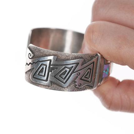 6.5" Abraham Begay Navajo Silver Sugilite, High grade turquoise, opal, and coral cuff bracelet - Estate Fresh Austin
