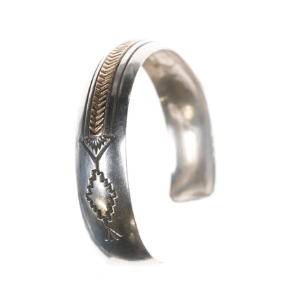 6.5" Alvin Monte Navajo sterling/14k cuff bracelet - Estate Fresh Austin