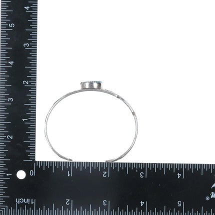 6.5" Andrew Henry Navajo sterling petroglyph turquoise channel inlay cuff bracelet - Estate Fresh Austin