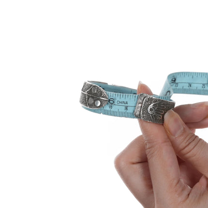 6.5" Andrew Henry Navajo sterling petroglyph turquoise channel inlay cuff bracelet - Estate Fresh Austin