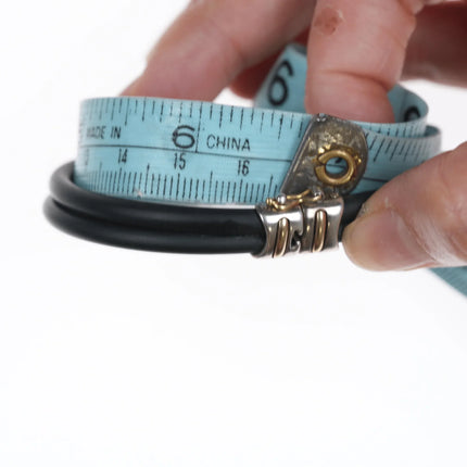 6.5" Asch Grossbardt 18k/Sterling Multi-stone inlay rubber band bracelet - Estate Fresh Austin