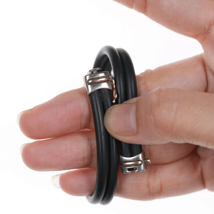 6.5" Asch Grossbardt 18k/Sterling Multi-stone inlay rubber band bracelet - Estate Fresh Austin