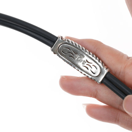 6.5" Asch Grossbardt 18k/Sterling Multi-stone inlay rubber band bracelet - Estate Fresh Austin