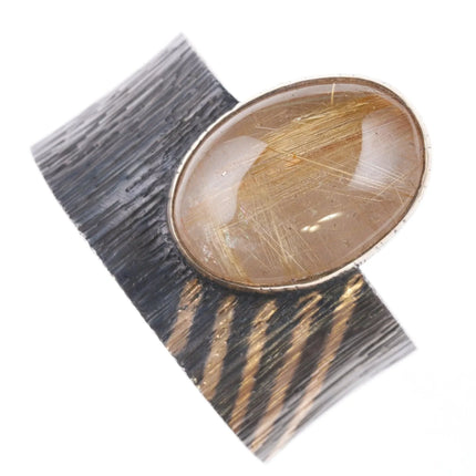 6.5" Barbaros Yasar Bora Sterling rutilated quartz bracelet with gold accents - Estate Fresh Austin