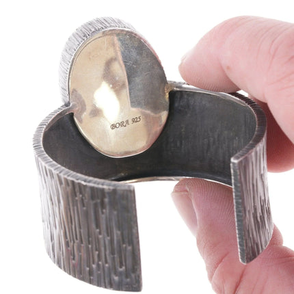 6.5" Barbaros Yasar Bora Sterling rutilated quartz bracelet with gold accents - Estate Fresh Austin