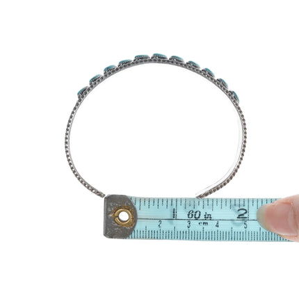6.5" Bell Trading post Navajo Curio sterling and turquoise row cuff bracelet - Estate Fresh Austin