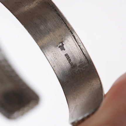 6.5" Bell Trading post Navajo Curio sterling and turquoise row cuff bracelet - Estate Fresh Austin