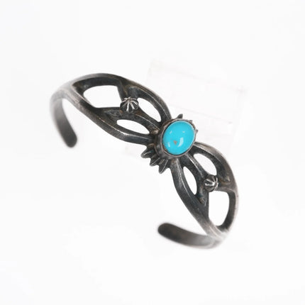 6.5" Ben Yazzie Navajo sleeping beauty turquoise sandcast sterling cuff bracelet - Estate Fresh Austin