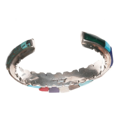 6.5" Benny Armijo 1980's Southwestern-Modernist Multi-stone inlay cuff bracelet - Estate Fresh Austin