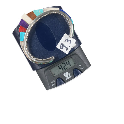 6.5" Benny Armijo 1980's Southwestern-Modernist Multi-stone inlay cuff bracelet - Estate Fresh Austin