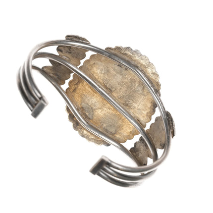 6.5" c 1930's Ingot silver high grade turquoise cuff bracelet - Estate Fresh Austin