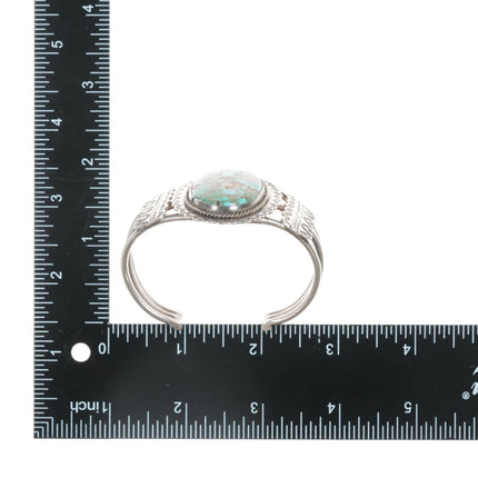 6.5" c 1930's Ingot silver high grade turquoise cuff bracelet - Estate Fresh Austin