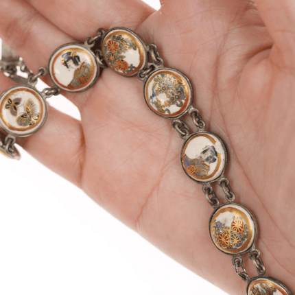 6.5" c1900 Meiji Japanese Satsuma bracelet 17mm - Estate Fresh Austin