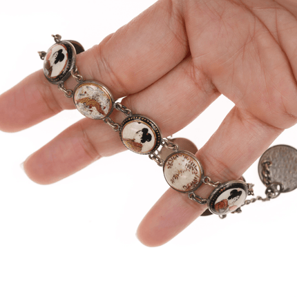 6.5" c1900 Meiji Japanese Satsuma bracelet w/1874, 1897 coins - Estate Fresh Austin