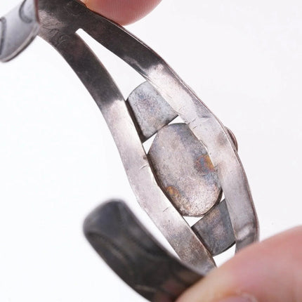 6.5" c1930's-40's Navajo stamped silver and turquoise bracelet - Estate Fresh Austin