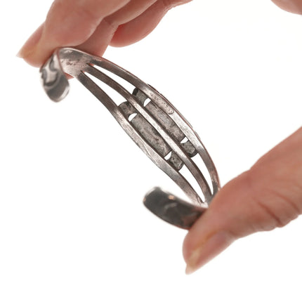 6.5" c1930's Navajo ingot silver cuff bracelet with turquoise. - Estate Fresh Austin