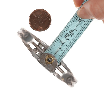 6.5" c1930's Navajo ingot silver cuff bracelet with turquoise. - Estate Fresh Austin