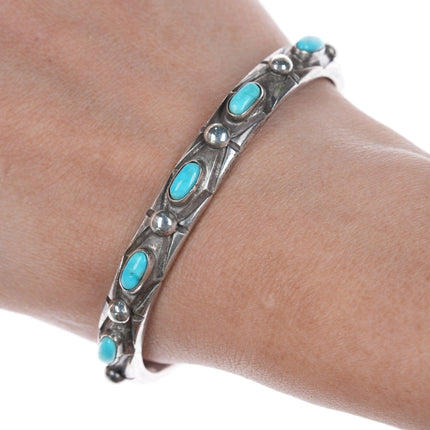 6.5" c1930's Navajo silver and turquoise cuff bracelet - Estate Fresh Austin