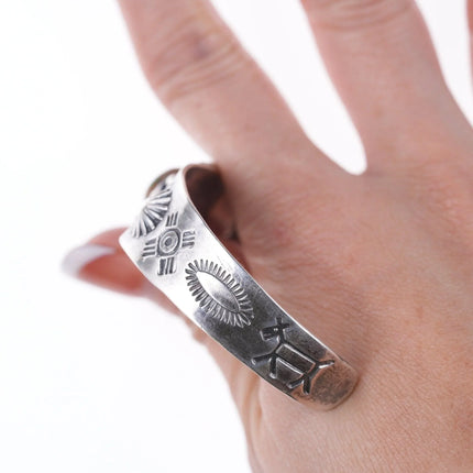 6.5" c1940's Navajo Curio sterling and turquoise bracelet - Estate Fresh Austin