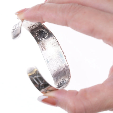 6.5" c1940's Navajo Curio sterling and turquoise bracelet - Estate Fresh Austin