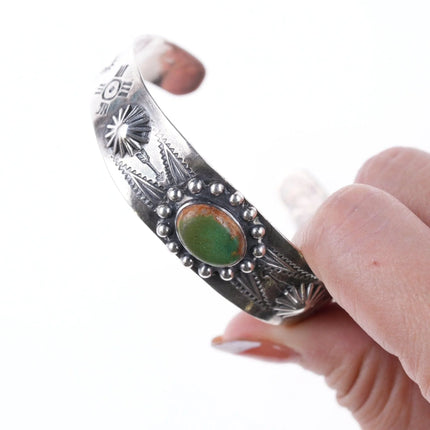 6.5" c1940's Navajo Curio sterling and turquoise bracelet - Estate Fresh Austin