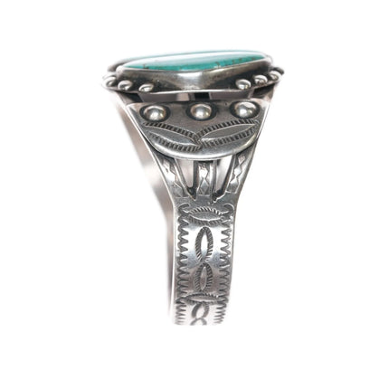 6.5" c1940's Navajo silver cuff bracelet w/three large turquoise - Estate Fresh Austin